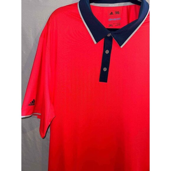 Adidas Mens 2XL ClimaCool Dri-Fit Reflective Pink Short Sleeve Polo Loose Fit - Picture 3 of 6